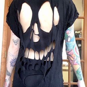 Skull distressed Black T-Shirt